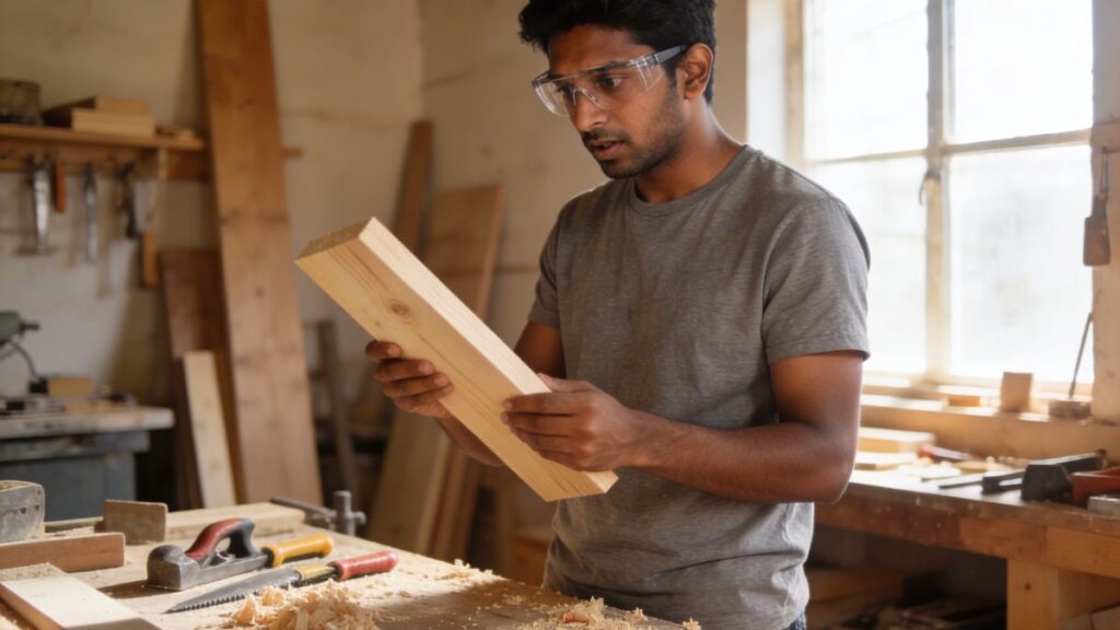 Clark College woodworking beginner students working in shop class Vancouver Washington