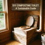 DIY composting toilet wooden box with bucket and toilet seat for off-grid living