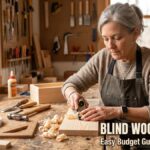 blind woodworking beginner showing hidden pocket hole joint on wooden shelf