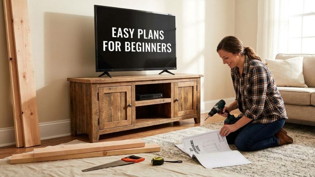 woodworking entertainment center plans diy budget beginner TV stand build at home