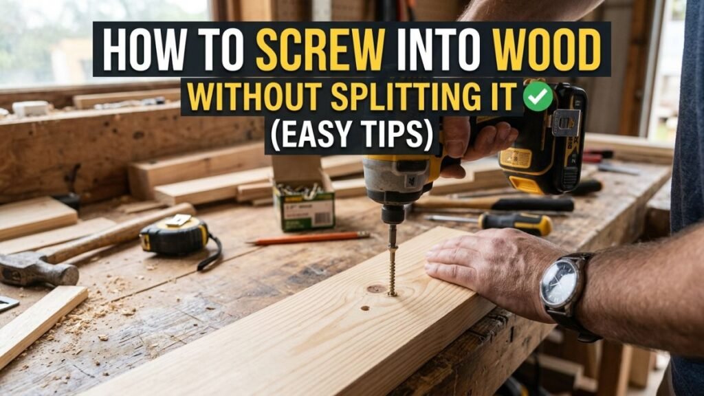 how to screw into wood without splitting it pilot hole drill tutorial